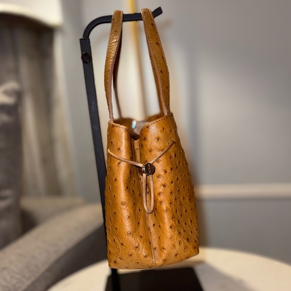 Furla Vintage Ostrich Embossed Leather Two Way Bag (EUC) and Dustbag - Picture 8 of 16